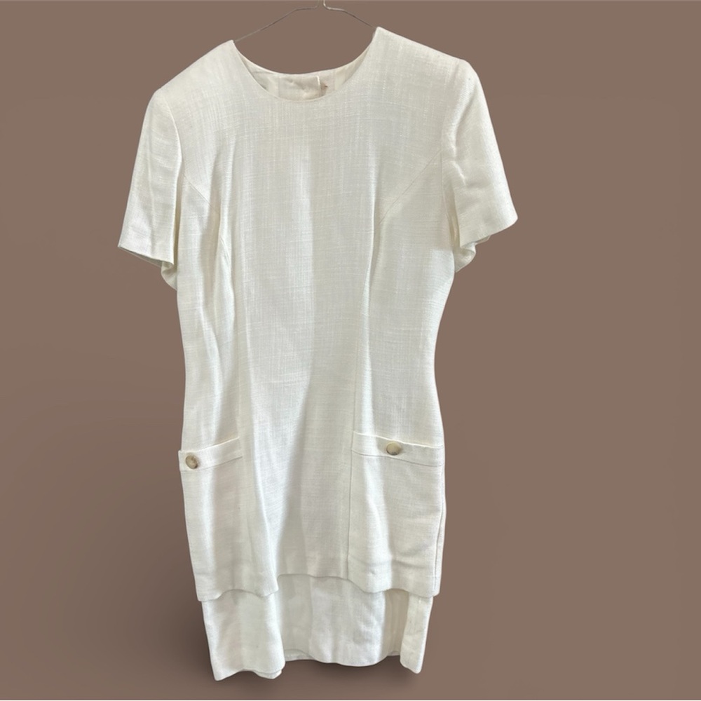 Vintage Ann Taylor Cream Ivory Front Pocket Dress Size 10